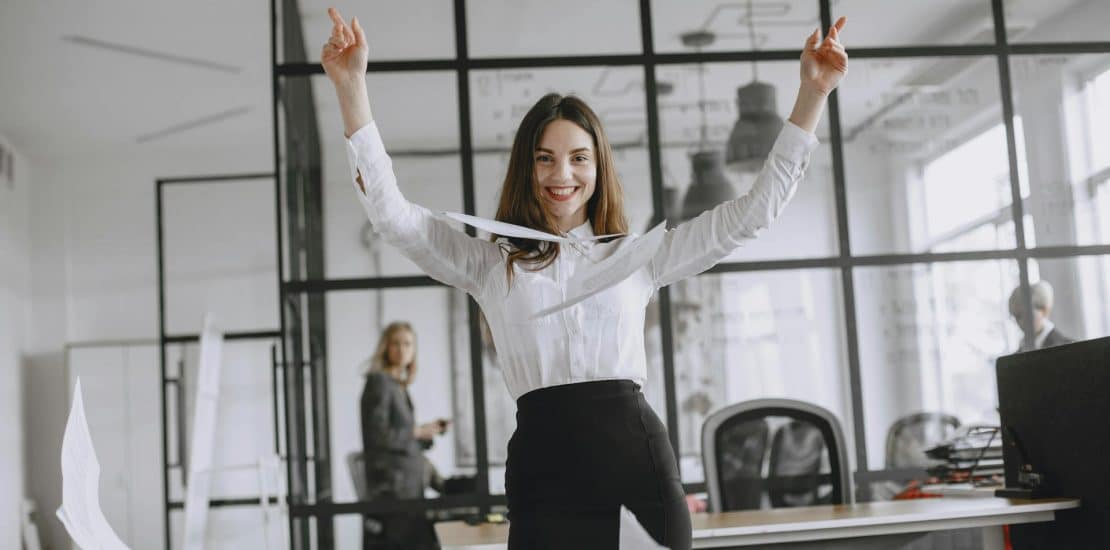 office woman feeling happy as she started using etax